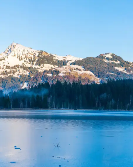 Kitzbuhel and frozen lake