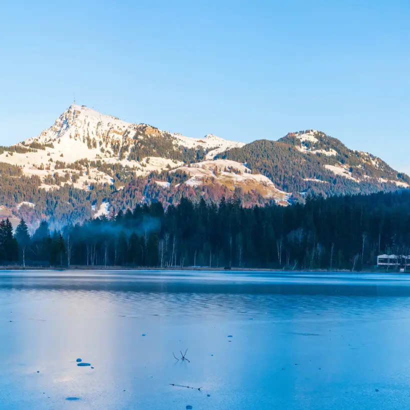 Kitzbuhel and frozen lake